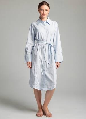 Rochie midi mâneci lungi mâneci lungi albastru SAMSOE & SAMSOE femeie
