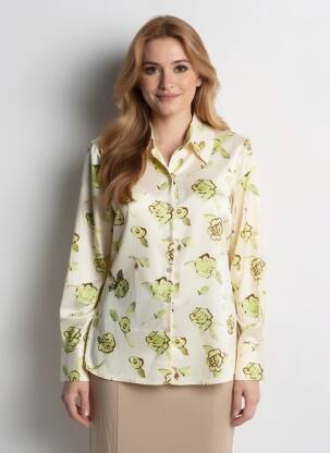 Cămașă imprimeu floral mâneci lungi galben FABIENNE CHAPOT femeie