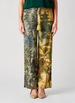 Pantalon drept țesătură poplin mărime normală verde ORIENTIQUE NATURALLY femeie