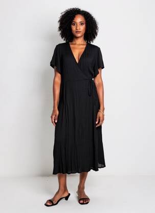Rochie lungă mâneci scurte mâneci scurte negru ORIENTIQUE NATURALLY femeie