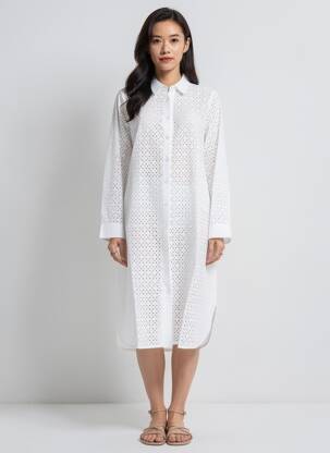 Rochie midi mâneci lungi mâneci lungi alb YEST femeie