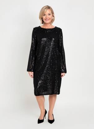 Rochie midi mâneci lungi mâneci lungi negru YEST femeie