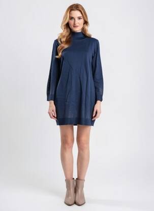 Rochie pulover croială dreaptă mâneci lungi albastru YES.ZEE femeie
