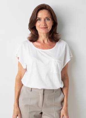 Tricou croială dreaptă mâneci scurte alb JULIE GUERLANDE femeie