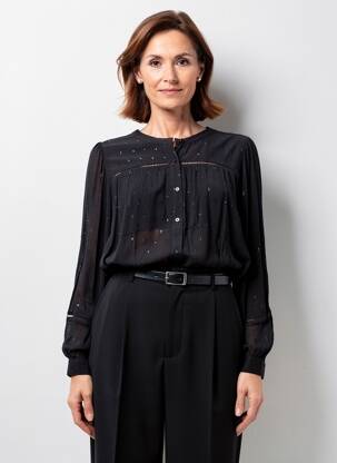 Cămașă țesătură crep mâneci lungi negru YEST femeie