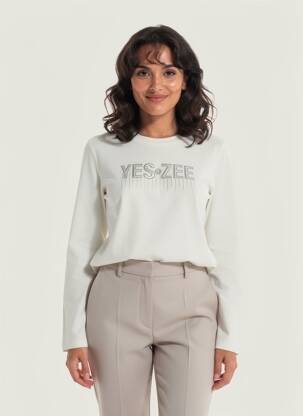 Tricou mâneci lungi mâneci lungi alb YES.ZEE femeie