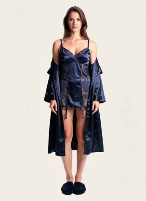 Nuisetă/combinetă efect material satinat albastru BRIGITTE BARDOT femeie