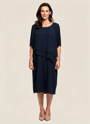 Rochie midi țesătură crep mâneci scurte albastru SOMMERMANN femeie