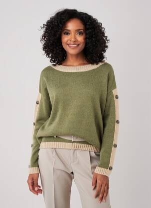 Pulover croială dreaptă mâneci lungi verde DIANA GALLESI femeie