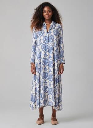 Rochie lungă mâneci lungi mâneci lungi albastru TIRAMISU femeie