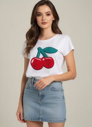 Tricou elasticitate mâneci scurte alb #OOTD femeie