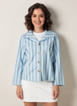 Jachete casual guler tip costum albastru OTTANTOTTO femeie