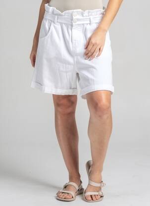 Șort țesătură denim talie înaltă alb TIFFOSI femeie