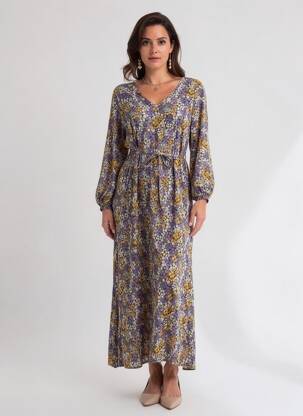 Rochie lungă mâneci lungi mâneci lungi violet C'FLO femeie