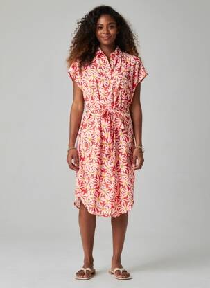 Rochie midi imprimeu floral mâneci scurte roșu PIECES femeie