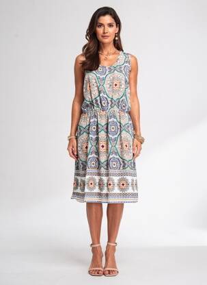 Rochie midi imprimeu floral fără mâneci albastru MOLLY BRACKEN femeie