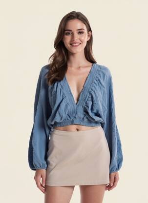 Top mâneci lungi mâneci lungi albastru L'ESSENTIEL femeie