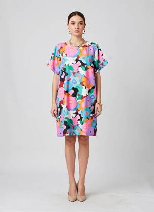 Rochie scurtă mâneci scurte mâneci scurte albastru LILI SIDONIO femeie
