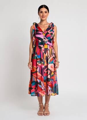 Rochie midi croială fluidă bretele subțiri roșu MOLLY BRACKEN femeie
