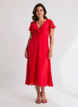 Rochie scurtă croială fluidă mâneci scurte roșu MOLLY BRACKEN femeie