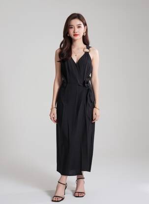 Rochie lungă fără mâneci fără mâneci negru SALSA femeie
