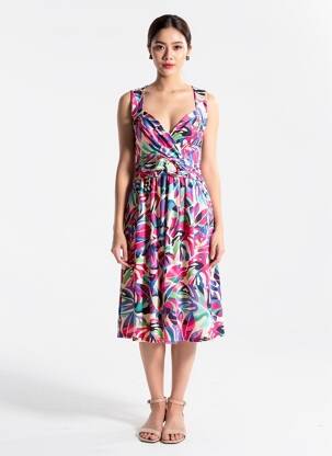Rochie midi fără mâneci fără mâneci roz MORGAN femeie