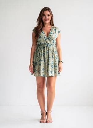 Rochie scurtă croială fluidă mâneci scurte verde TIFFOSI femeie