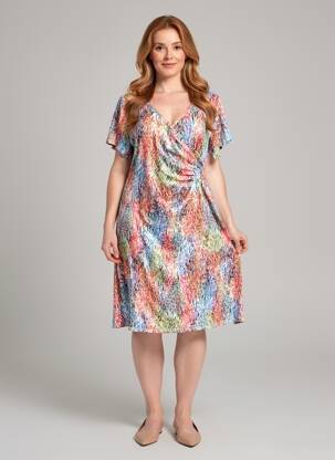 Rochie midi imprimeu fantezie mâneci scurte albastru GENUINE femeie