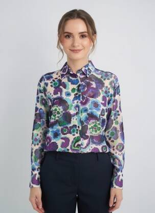 Cămașă țesătură crep mâneci lungi violet MORGAN femeie