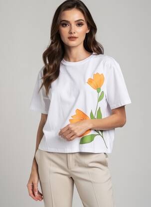 Tricou croială dreaptă mâneci scurte alb SALSA femeie
