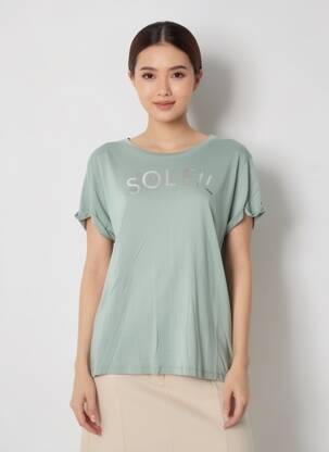Tricou serigrafie mâneci scurte verde DEELUXE femeie
