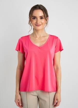 Top elasticitate mâneci scurte roz GENUINE femeie