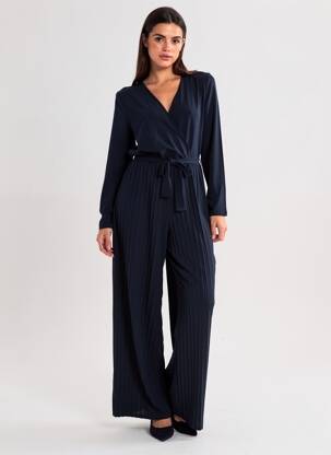 Salopetă-pantalon guler petrecut mâneci lungi albastru TIFFOSI femeie