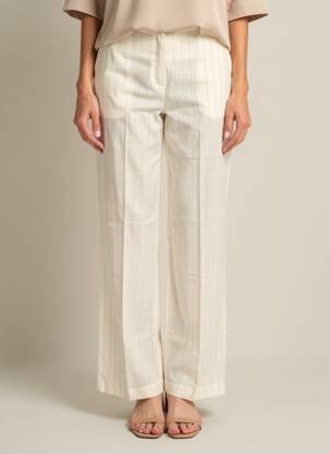 Pantalon drept țesătură poplin mărime normală bej B.YOUNG femeie