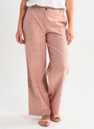 Pantalon drept țesătură poplin mărime normală roz DEELUXE femeie