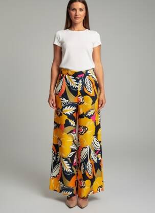 Pantalon larg țesătură crep mărime normală galben MOLLY BRACKEN femeie
