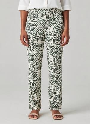 Pantalon slim talie elastică mărime normală verde B.YOUNG femeie