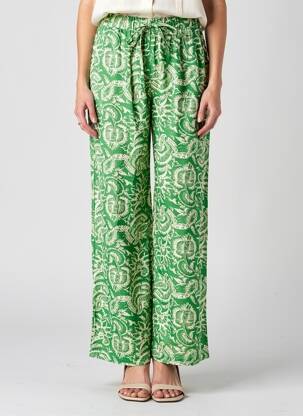 Pantalon larg țesătură poplin mărime normală verde DEELUXE femeie