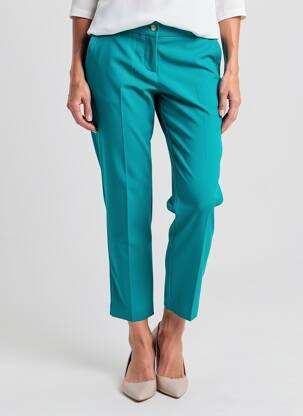 Pantalon 7/8 țesătură poplin mărime normală verde MORGAN femeie