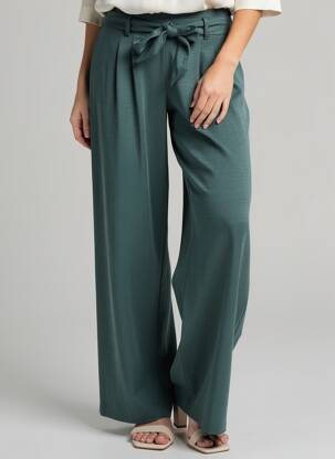 Pantalon larg țesătură poplin mărime normală verde TIFFOSI femeie
