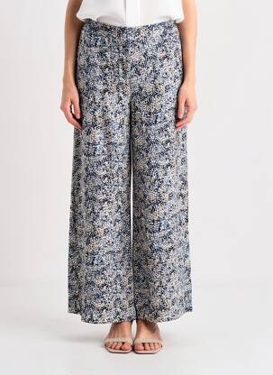 Pantalon larg țesătură crep mărime normală albastru VILA femeie