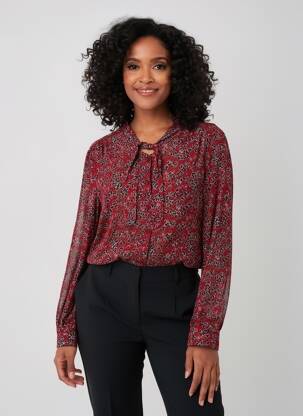 Cămașă imprimeu floral mâneci lungi roșu AGATHE & LOUISE femeie