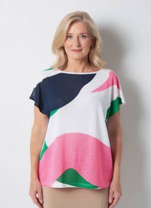 Tricou croială dreaptă mâneci scurte alb MARBLE femeie