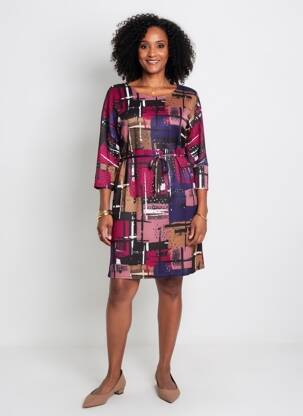 Rochie midi mâneci 3/4 mâneci 3/4 roșu VIE NOCTURNE femeie