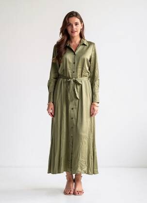Rochie lungă mâneci lungi mâneci lungi verde DANIELE FIESOLI femeie