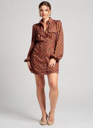 Rochie scurtă mâneci lungi mâneci lungi galben JANE WOOD femeie