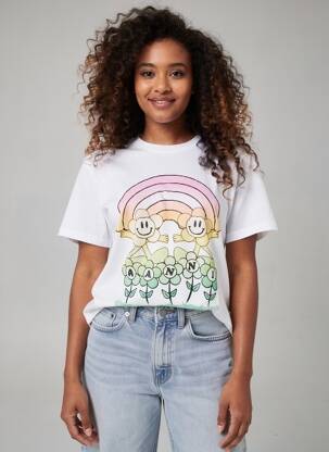 Tricou imprimeu fantezie mâneci scurte alb GANNI femeie