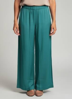 Pantalon larg croială fluidă mărime normală verde OTTOD'AME femeie
