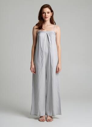Salopetă-pantalon croială fluidă bretele subțiri gri DANIELE FIESOLI femeie