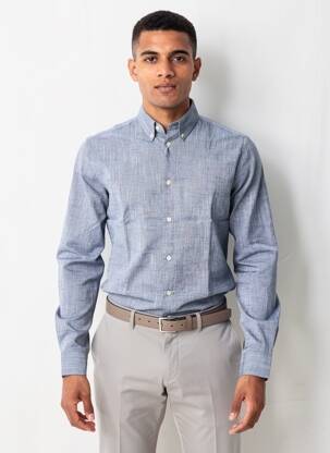 Cămașă cu mâneci lungi croială cambrată albastru KNOWLEDGE COTTON APPAREL bărbat